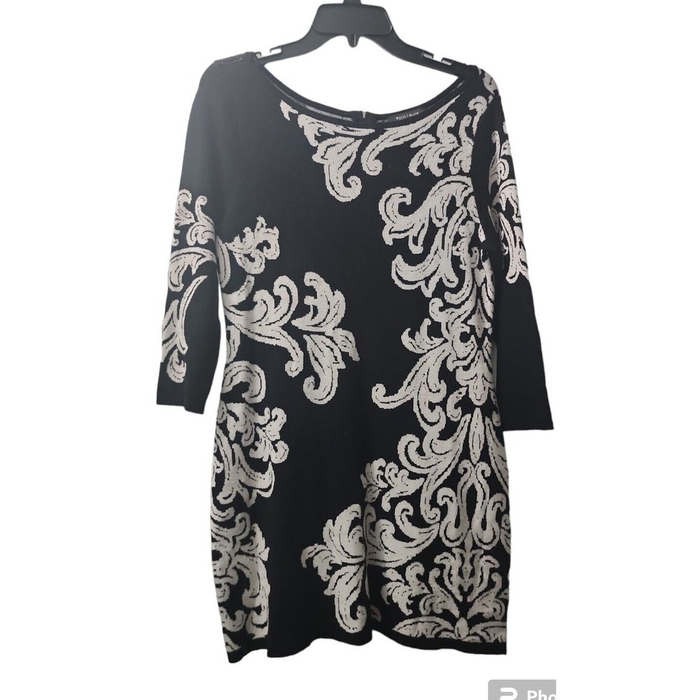 White House‎ Black Market Dress Sheath Floral 3/4 Sleeve Career M